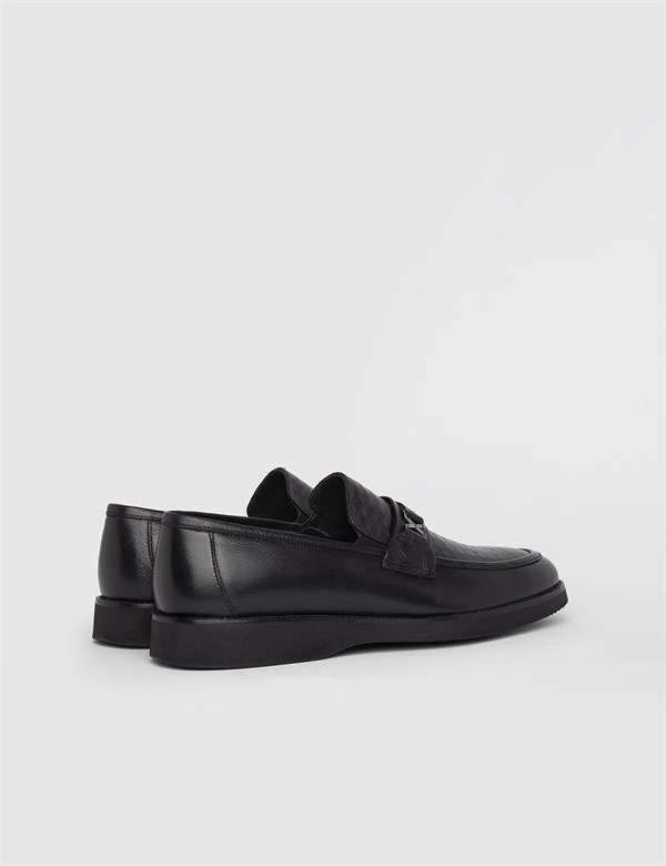 Nomi Black-Silver Leather Men's Moccasin
