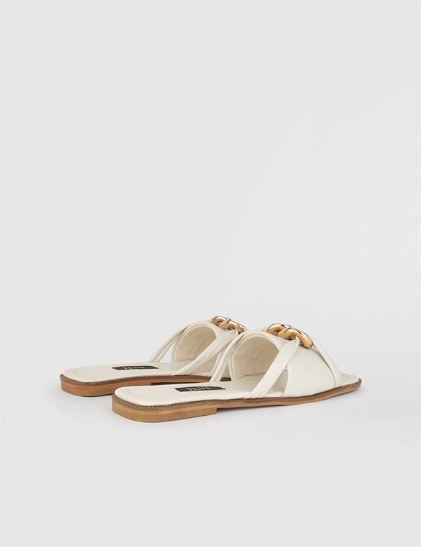 Nori Beige Leather Women's Slide
