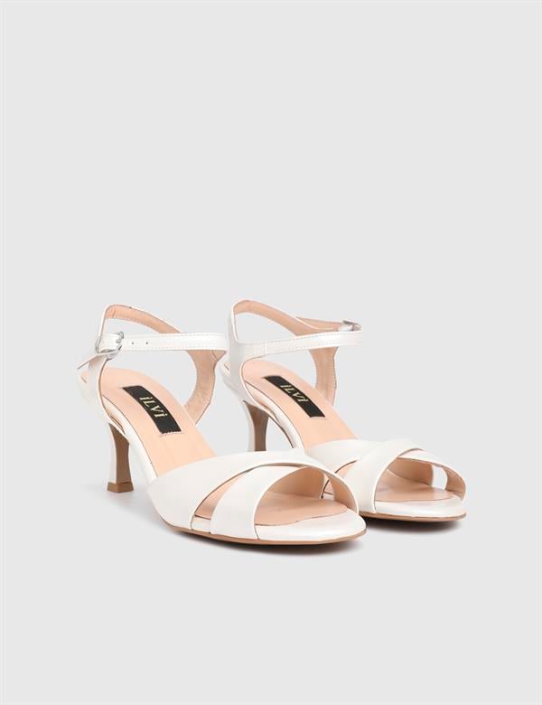Nox White Leather Women's Heeled Sandal
