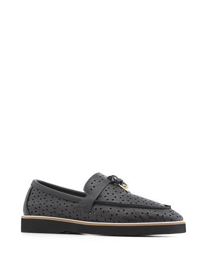 Nunu Women's Moccasin Black Leather