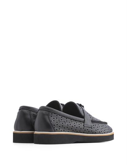 Nunu Women's Moccasin Black Leather