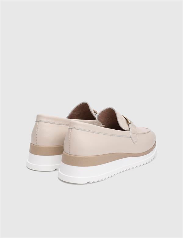 Ophira Hakiki Deri Krem Kadın Loafer
