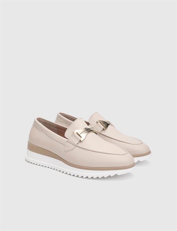 Ophira Hakiki Deri Krem Kadın Loafer