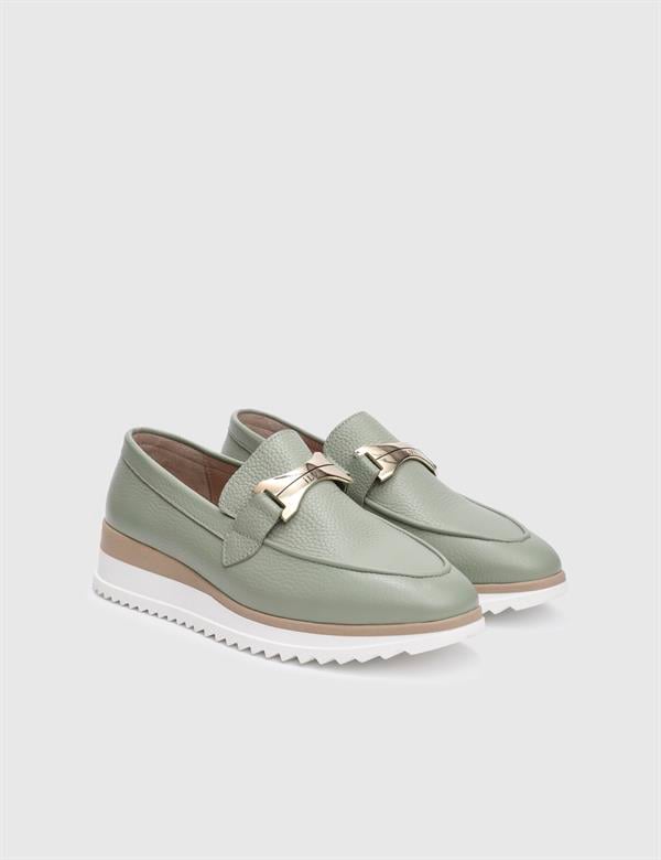 Ophira Hakiki Deri Yeşil Kadın Loafer