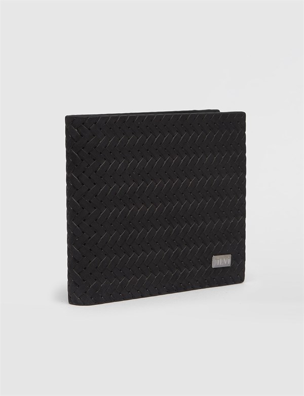 Pabrade Black Woven Leather Men's Wallet
