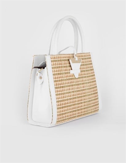 Paden White Women's Straw Handbag