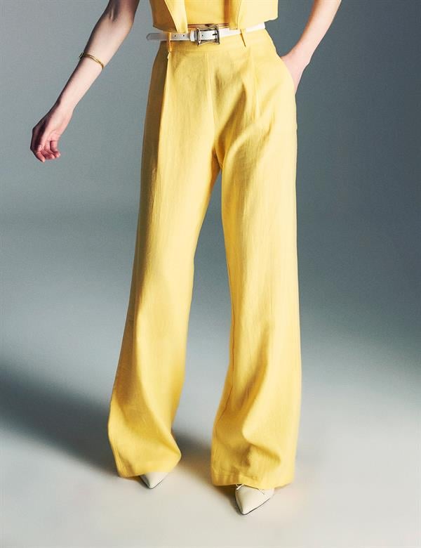 Perri Yellow Women's Linen Trousers