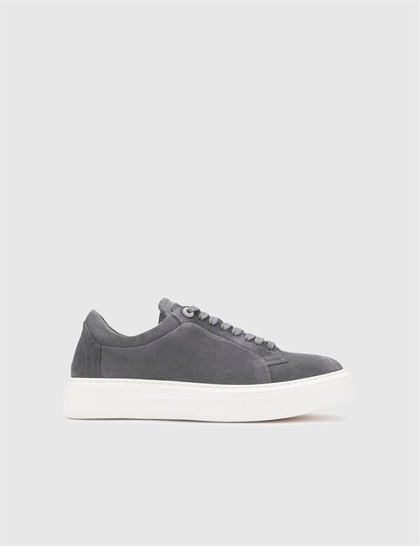 Pia Dark Grey Split Suede Leather Men's Sneaker