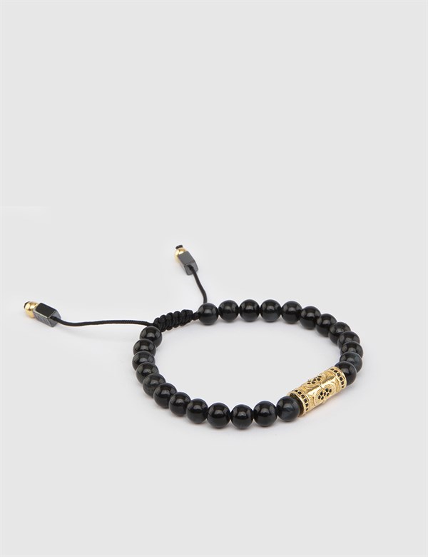 Pladda Black Men's Bracelet with Beads