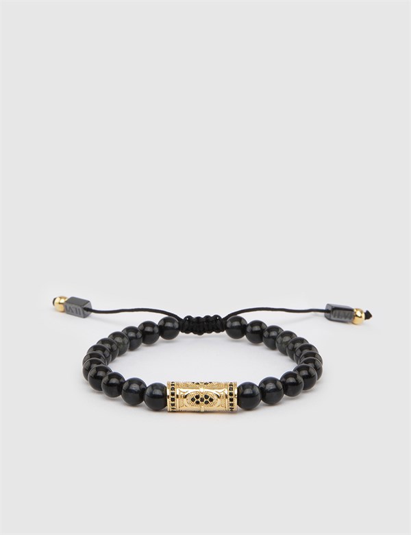 Pladda Black Men's Bracelet with Beads