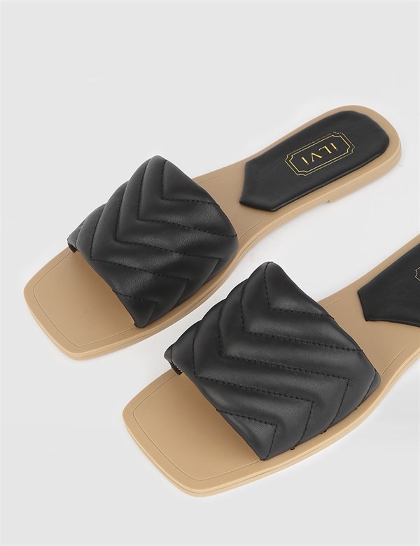 Plom Black Leather Women's Slide