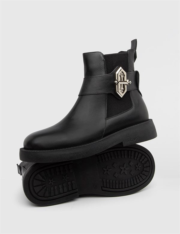 Pontus Black Leather Women's Boot