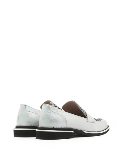 Porto Women's Moccasin Metallic Silver Hologram