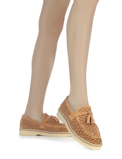 Reda Women's Moccasin Saddle Brown Suede