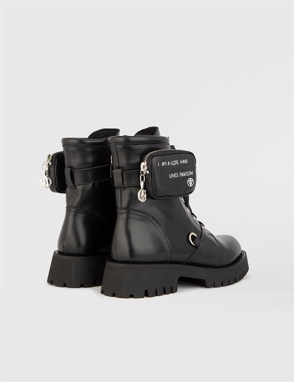 Rennes Black Leather Women's Boot