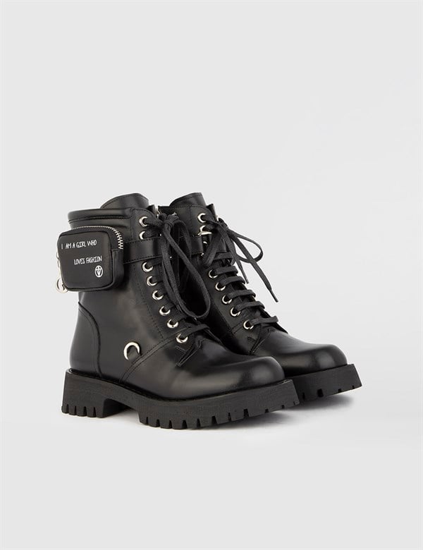 Rennes Black Leather Women's Boot