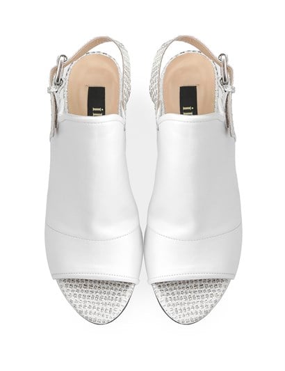 Riana Women's Sandal White Pearlescent Leather-Golden