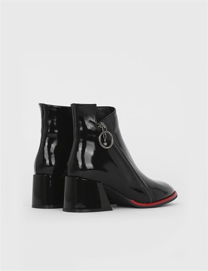 Rita Black Patent Leather Women's Heeled Boot