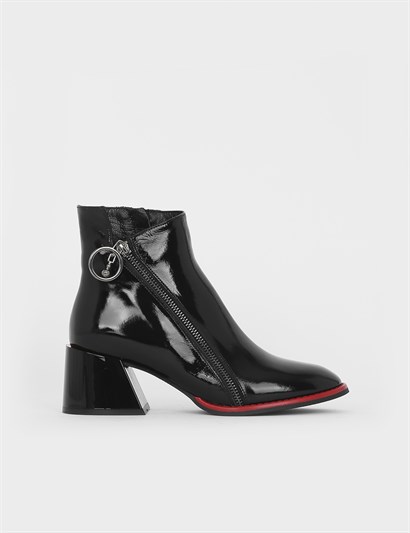 Rita Black Patent Leather Women's Heeled Boot