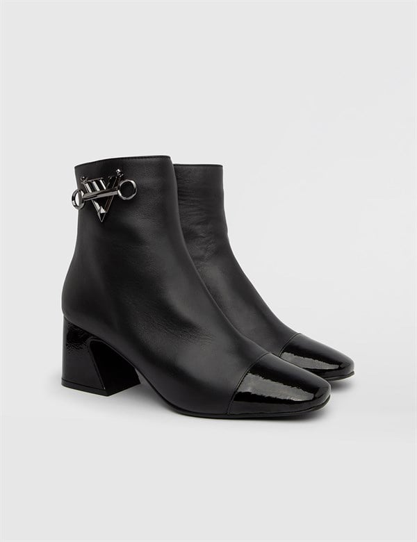 Rogers Black Patent Leather Women's Heeled Boot