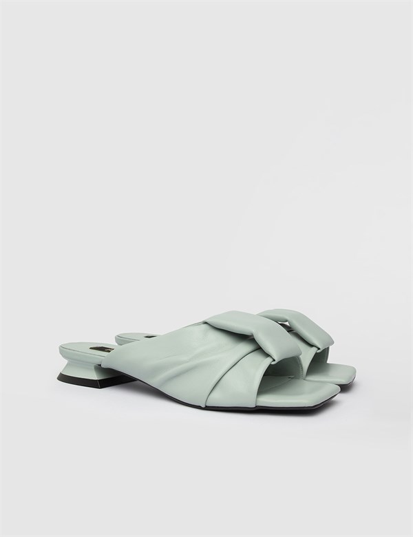 Rolin Mint Green Leather Women's Heeled Slide