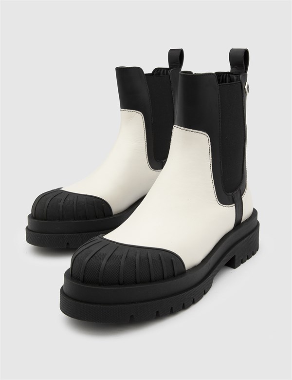 Romke Black-White Leather Women's Boot