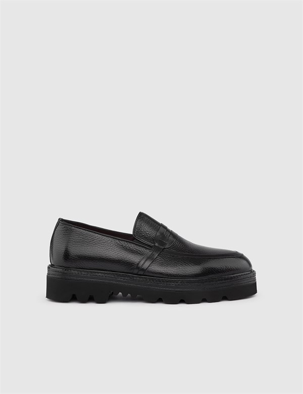 Roxo Black Floater Leather Men's Daily Shoe