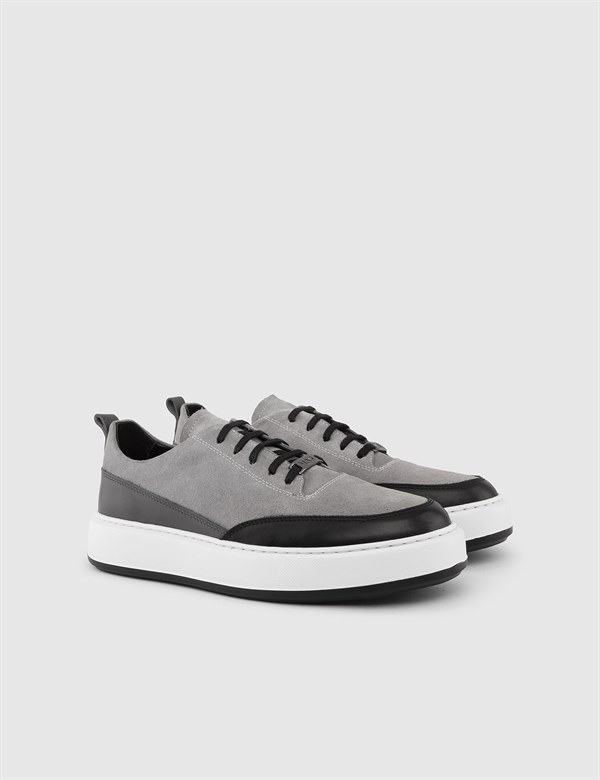 Ruben Black Leather-Grey Suede Leather Men's Sneaker