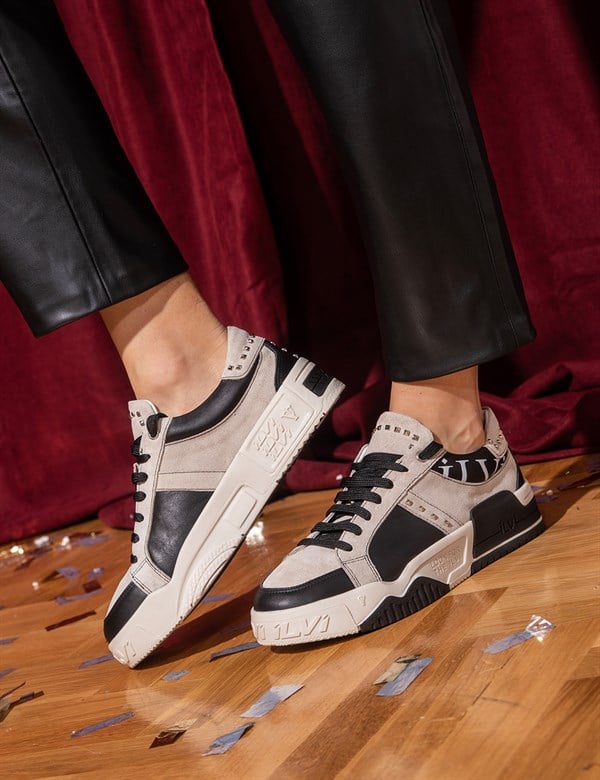 Sacha Beige Suede-Black Leather Women's Sneaker