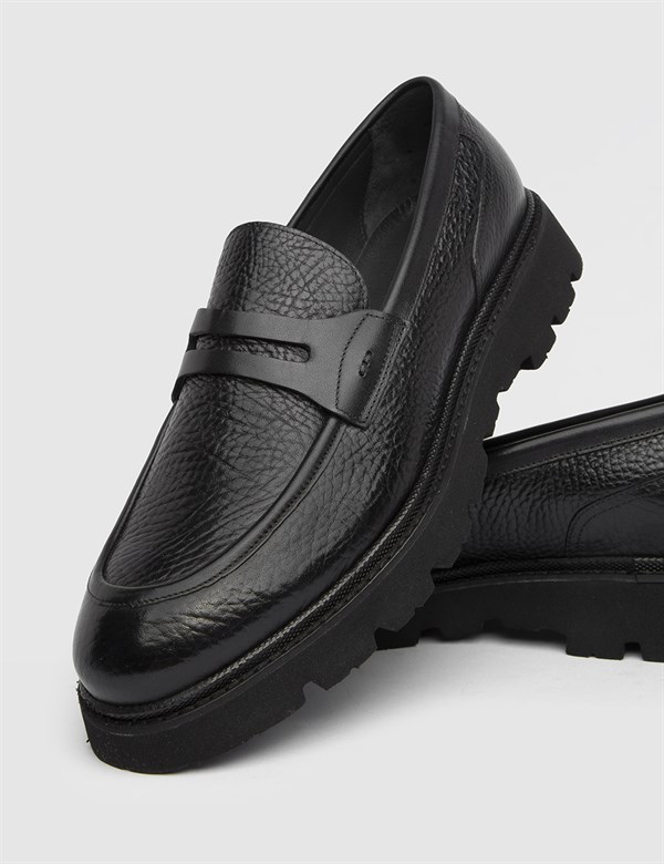 Salix Black Floater Leather Men's Daily Shoe