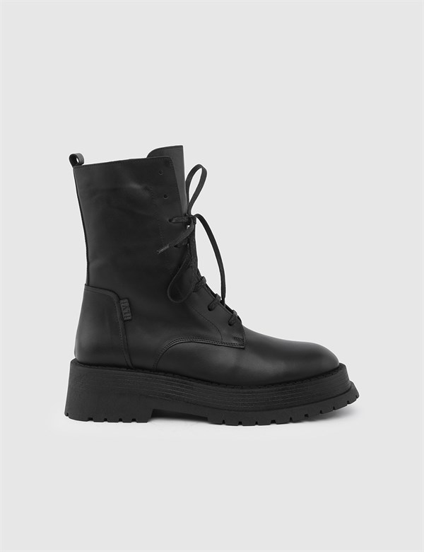 Samu Black Leather Women's Boot