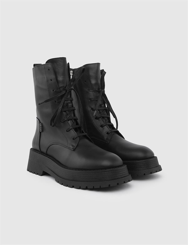 Samu Black Leather Women's Boot