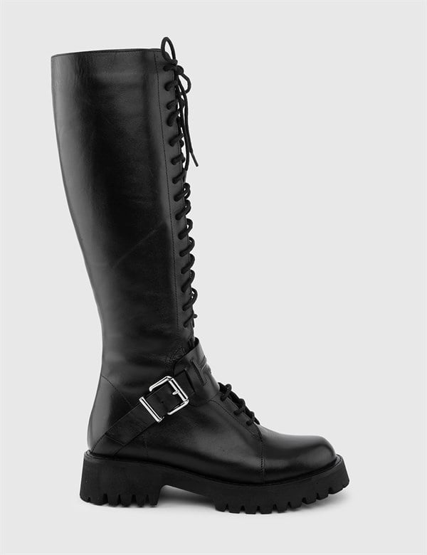 Sered Black Leather Women's High Boot