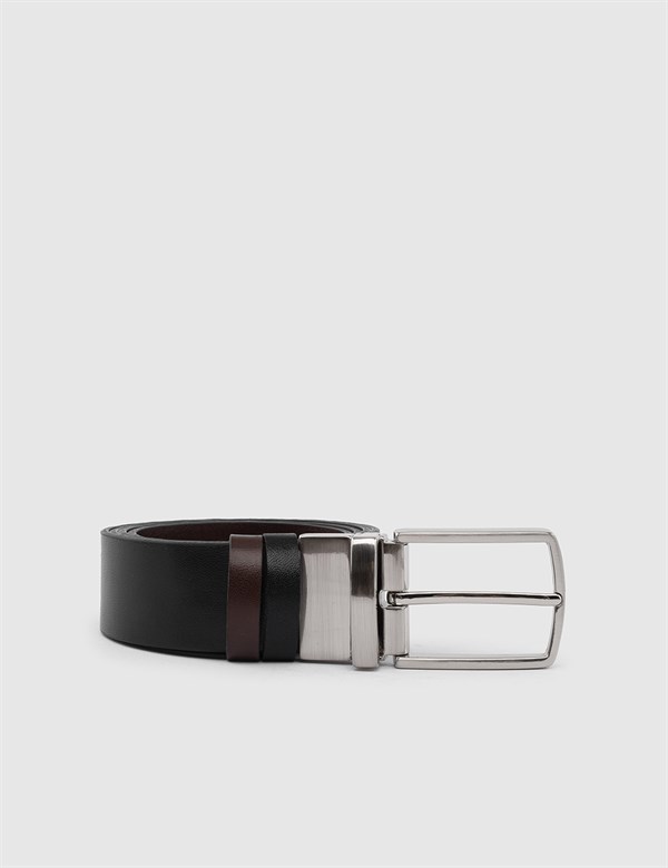 Stitnik Black-Brown Antique Leather Men's Belt