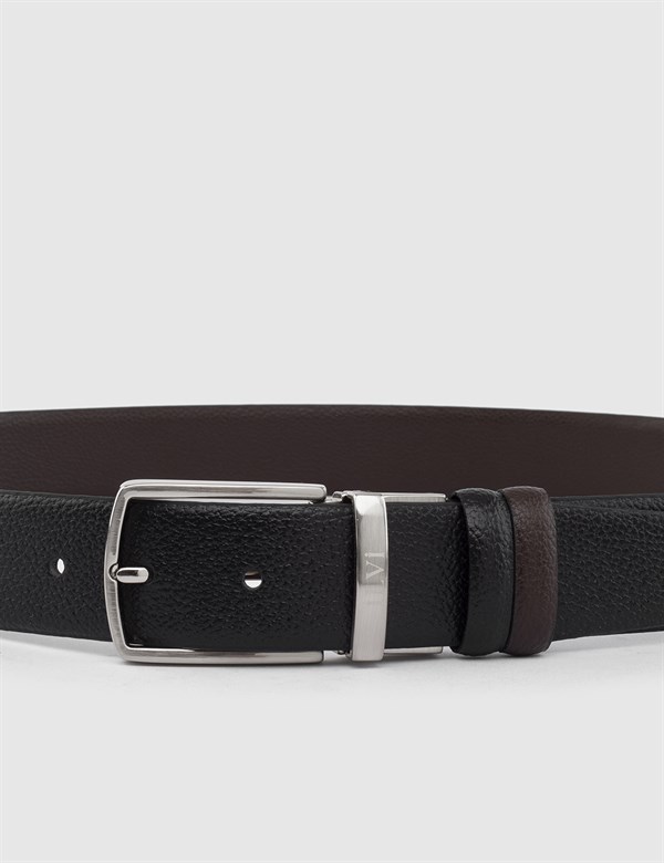 Stitnik Black-Brown Deer Leather Men's Belt