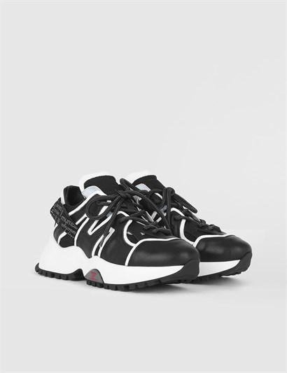 Super Black White Leather Women's Sneaker