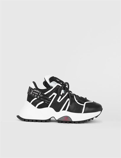 Super Black White Leather Women's Sneaker