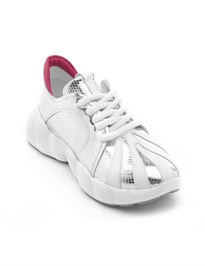 Swis Women's Sneaker White Leather-Silver Mirror