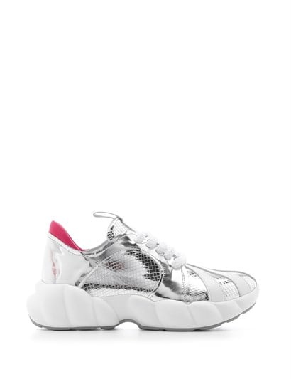 Swis Women's Sneaker White Leather-Silver Mirror