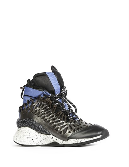 Tabita Women's Boot Black Leather - Platinum - Black - Blue