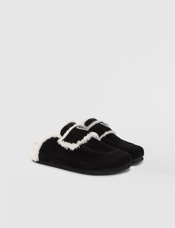 Tapki Black Suede Women's Slipper Mule