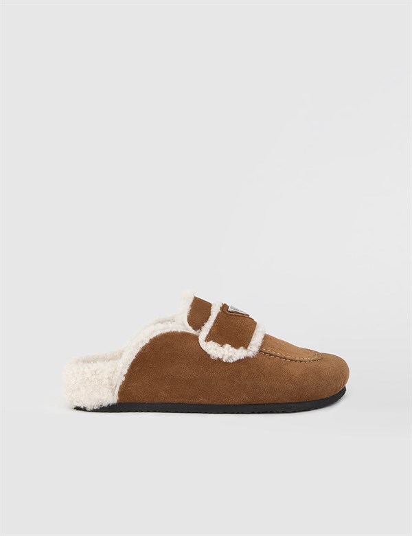 Tapki Saddle Brown Suede Women's Slipper Mule
