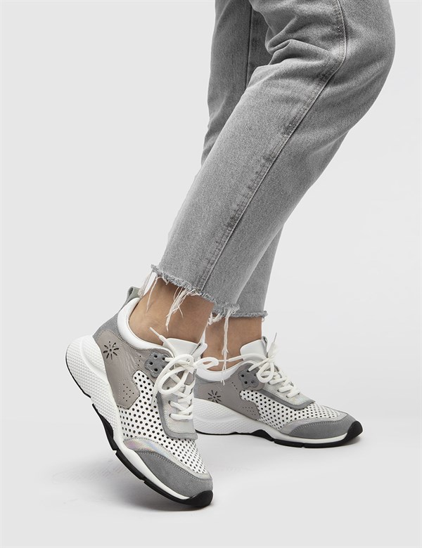 Taro Grey Suede-White Leather Women's Sneaker