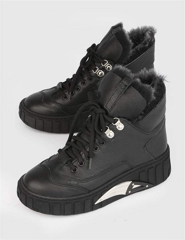Teona Black Leather Women's Boot