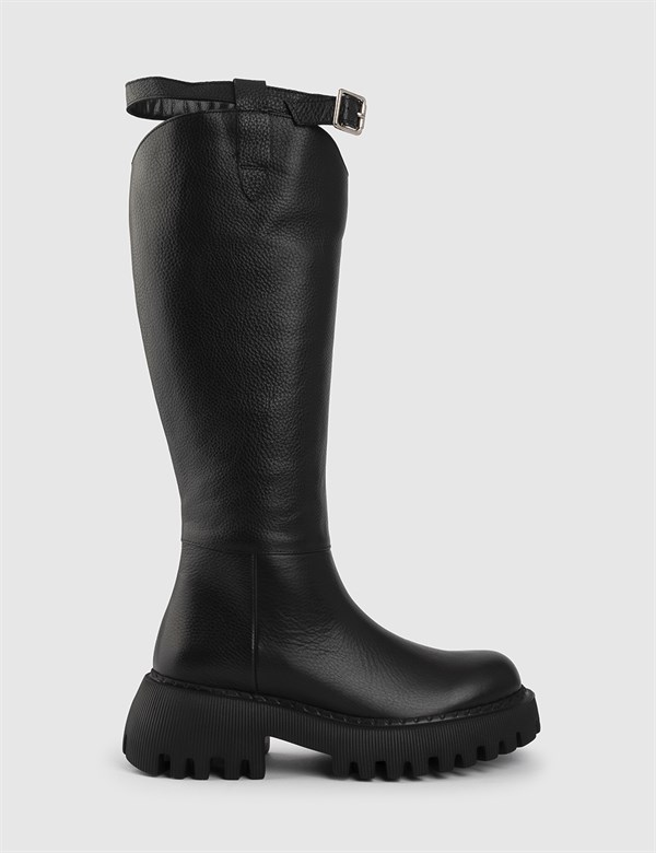 Tesi Black Floater Leather Women's High Boot
