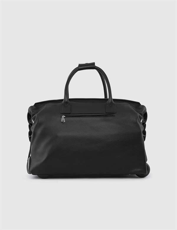 Tilburg Black Floater Leather Unisex Suitcase