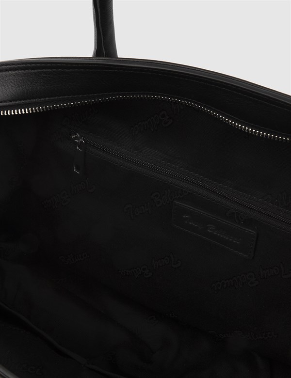 Tilburg Black Floater Leather Unisex Suitcase