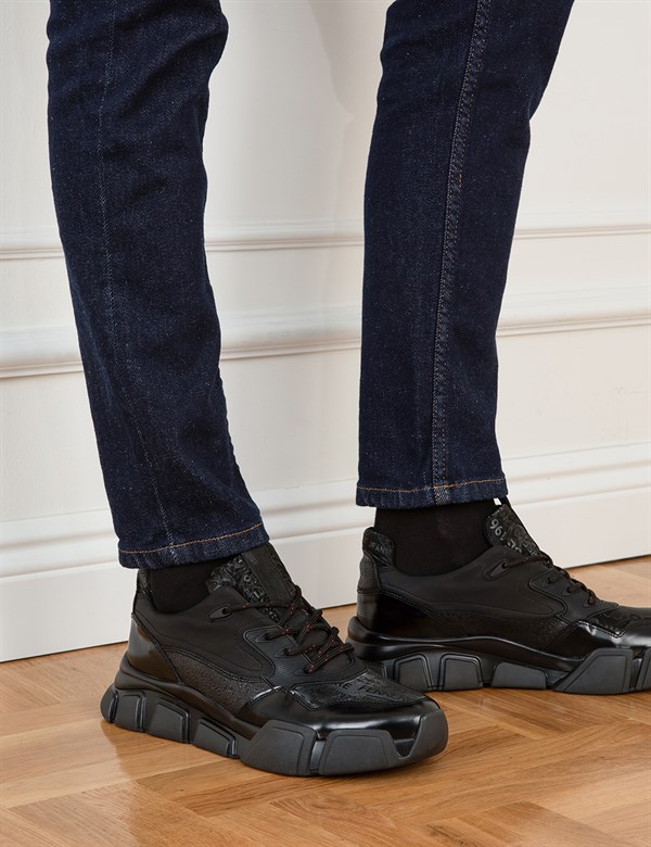 Tomi Black Snake Leather Men's Sneaker