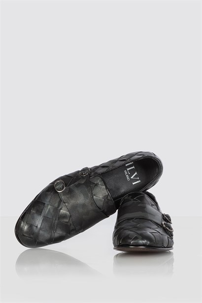Tormod Erkek Klasik Ayakkabı Siyah Kamuflaj - İLVİ