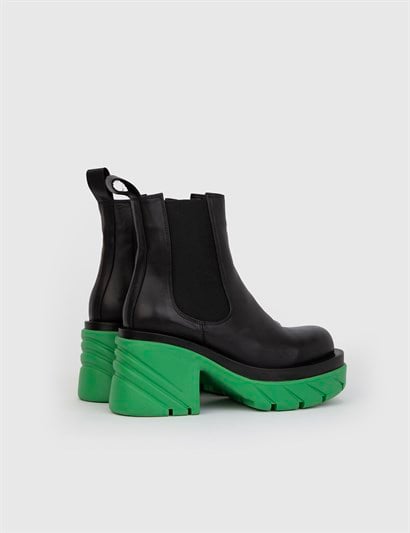 Treva Black-Green Leather Women's Boot